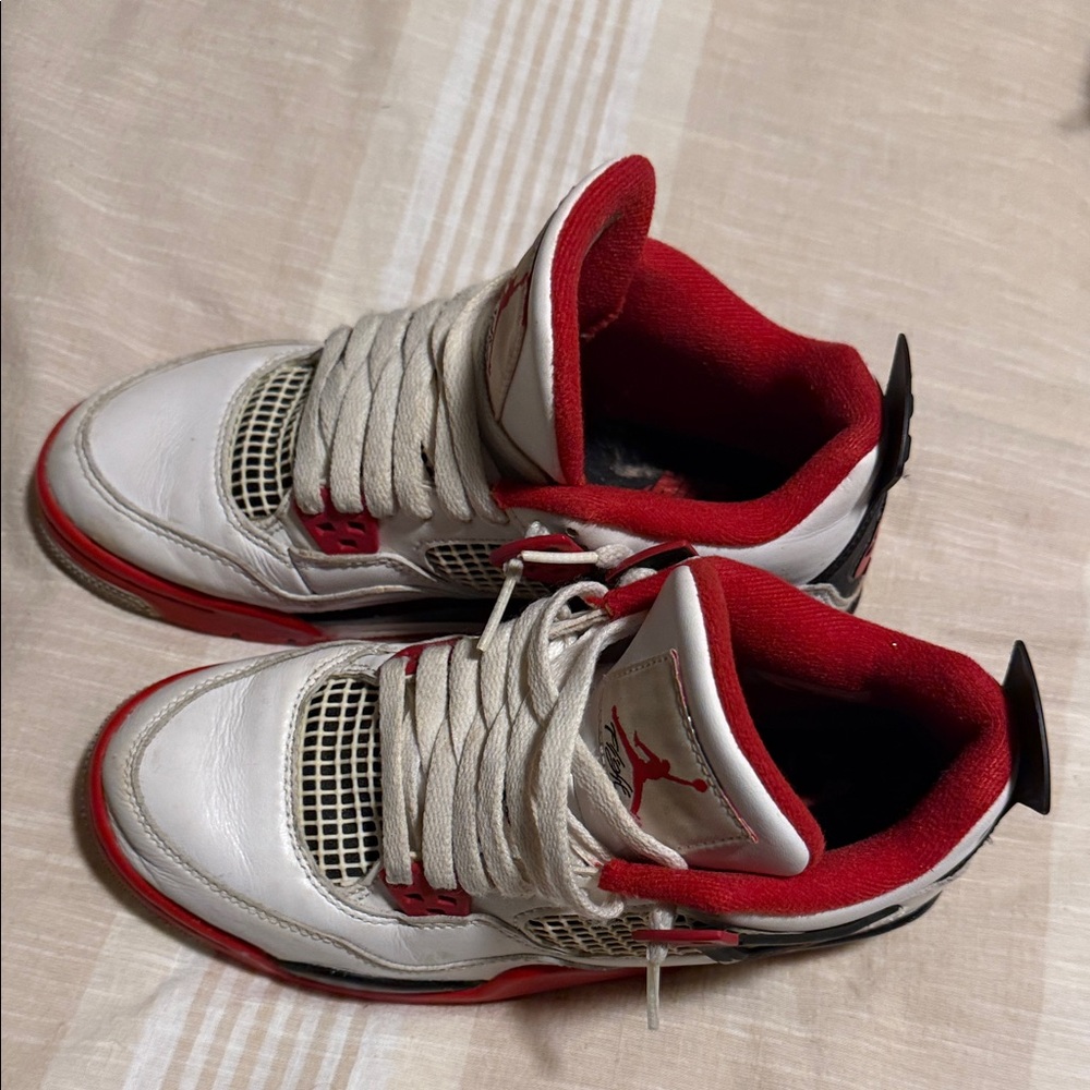 Jordan White and Red Sneakers with Black Details